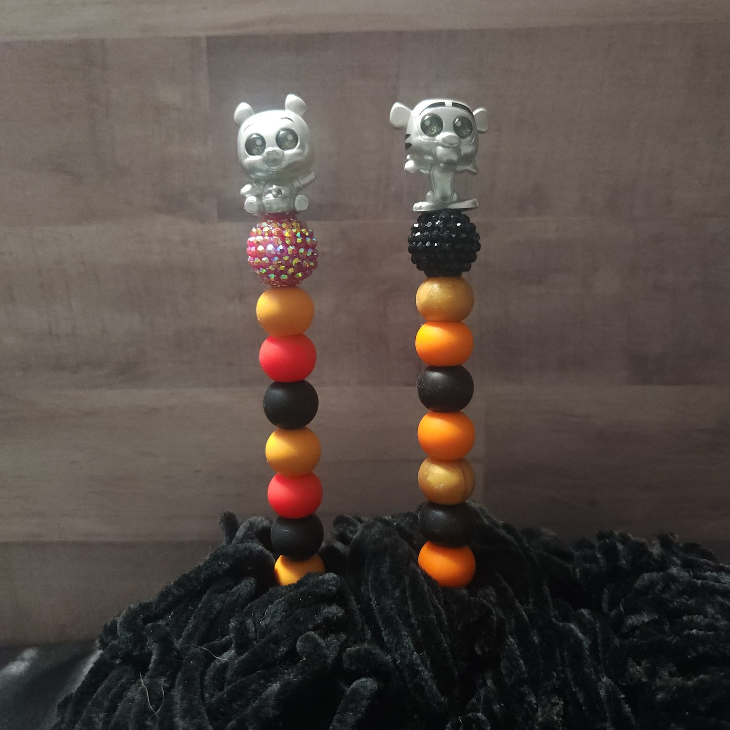 Beaded Crochet Hook or Ami Sticks made with Silver Celebration of Wonder Characters #1