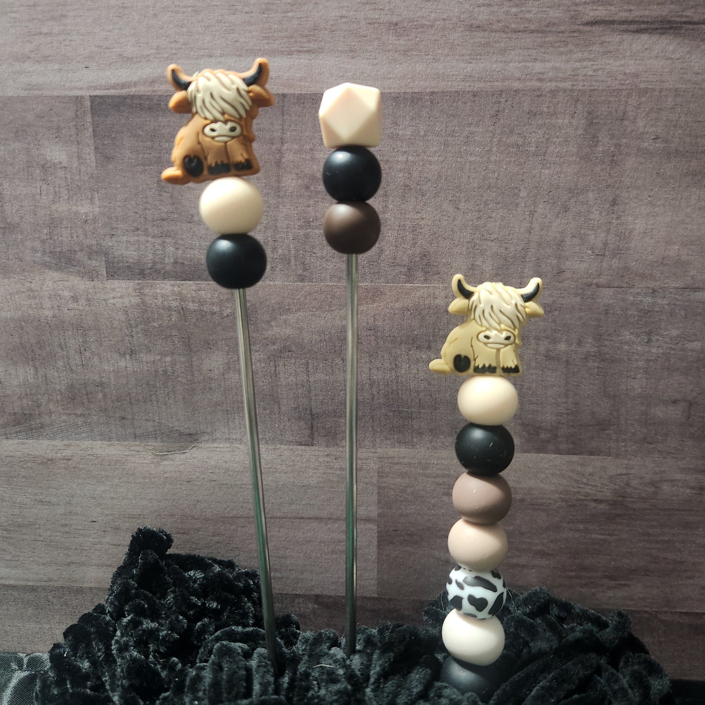 Highland Cow Beaded Crochet Hook or Ami Sticks