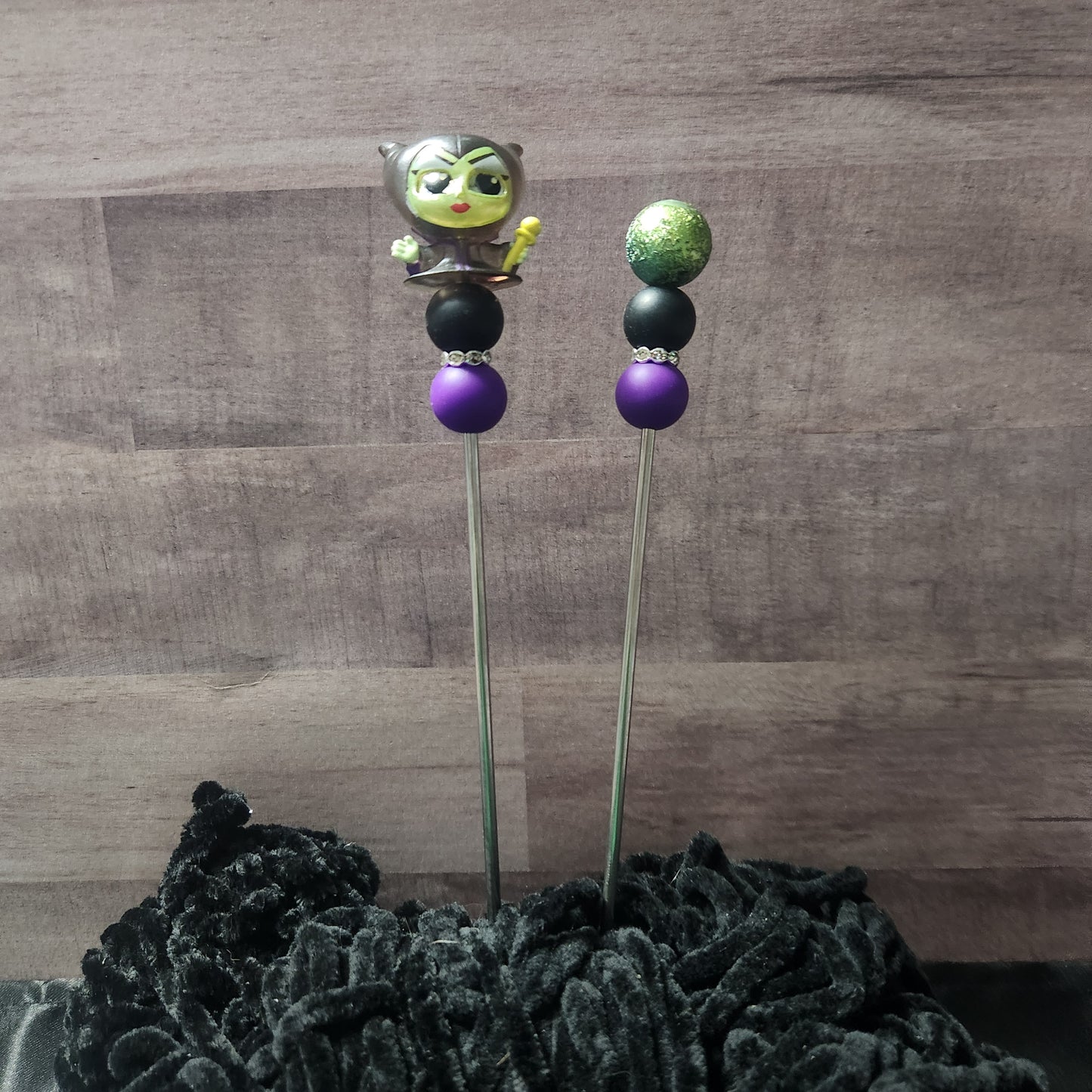 Choose a Beaded Crochet Hook or Ami Sticks made with Disney Villian Doorables
